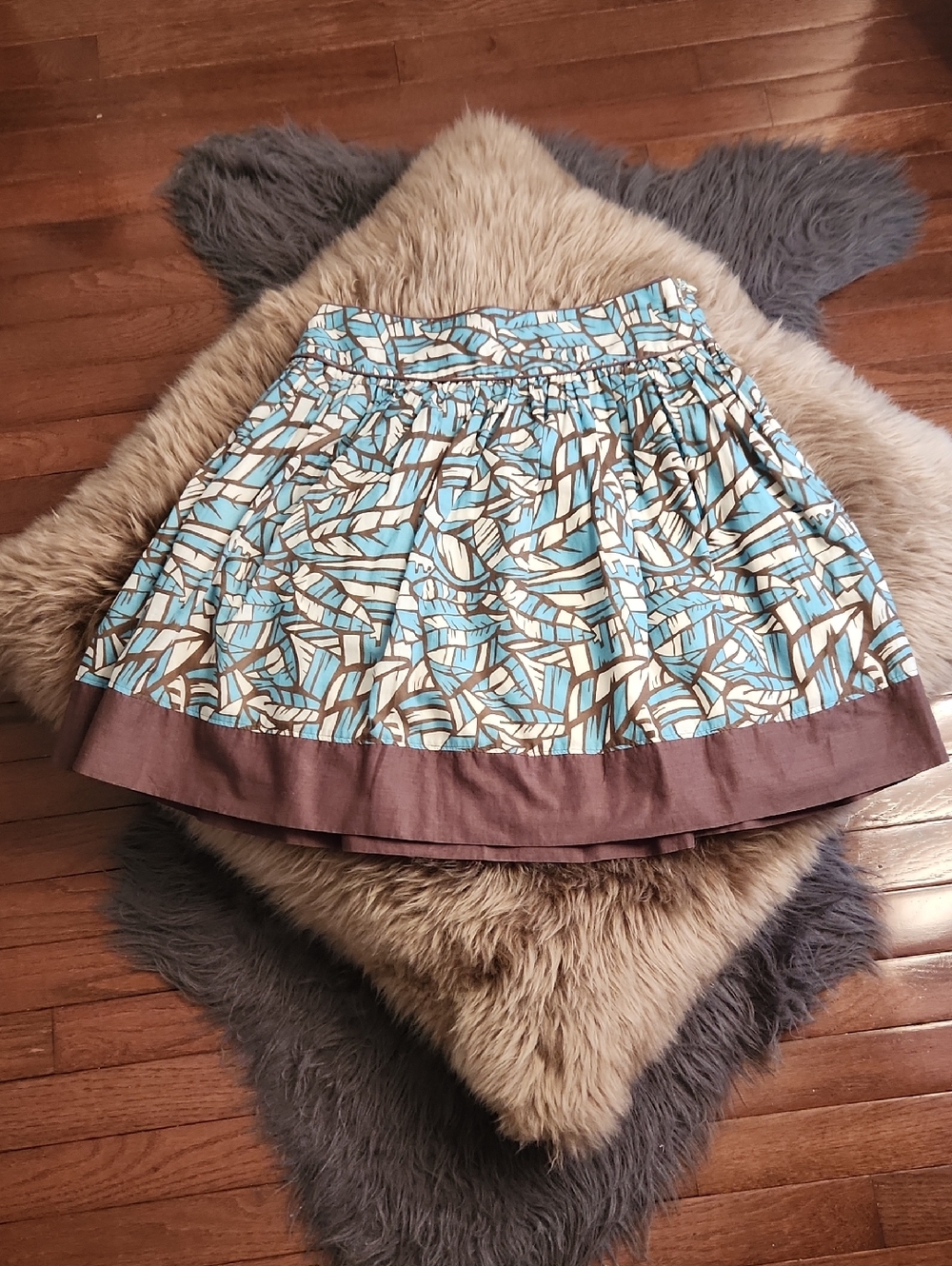 Forever 21 Y2K 100% Cotton Abstract Patterned Midi Skirt with side zipper